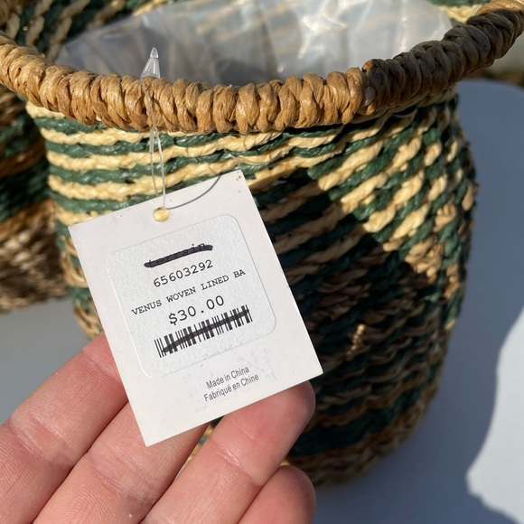 NWT Anthropologie Diamond Stripe Woven Basket Pot Small 5” - Picture 5 of 8